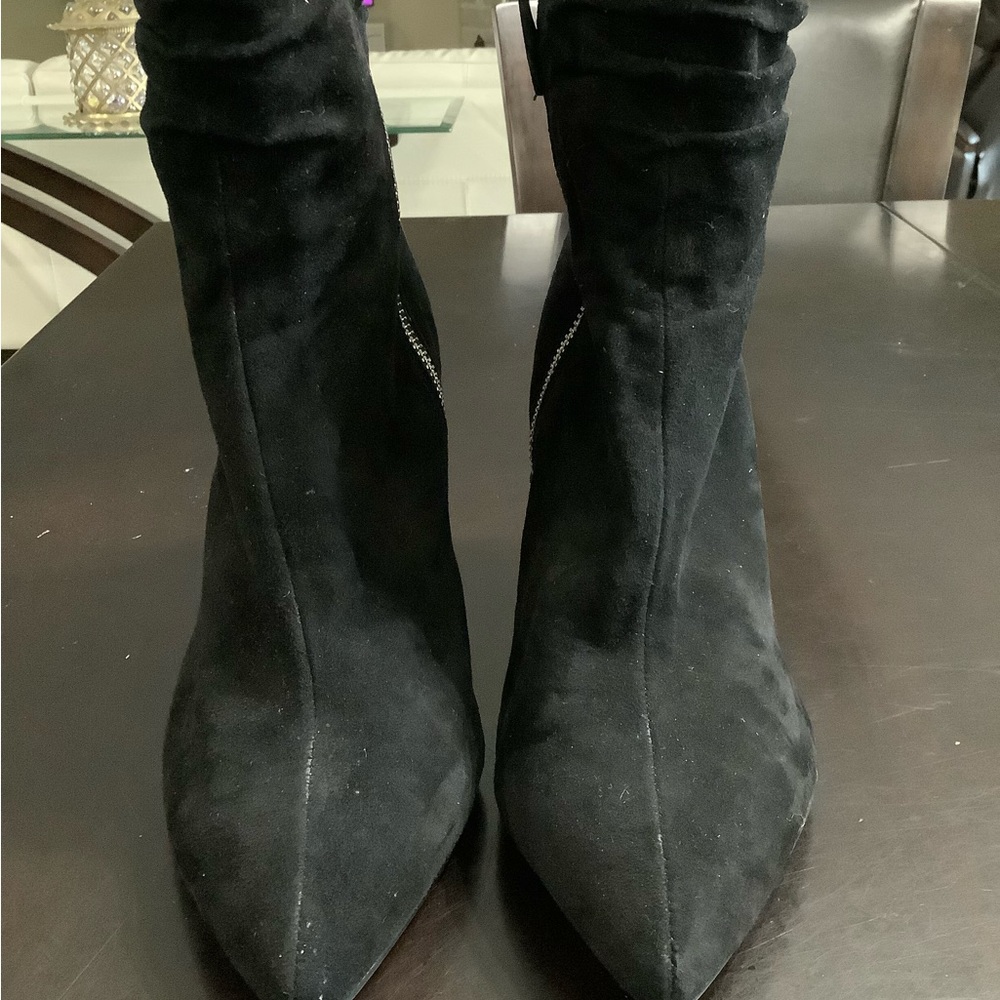Black suede leather ankle boots.  Size 8.  Bella Vita.